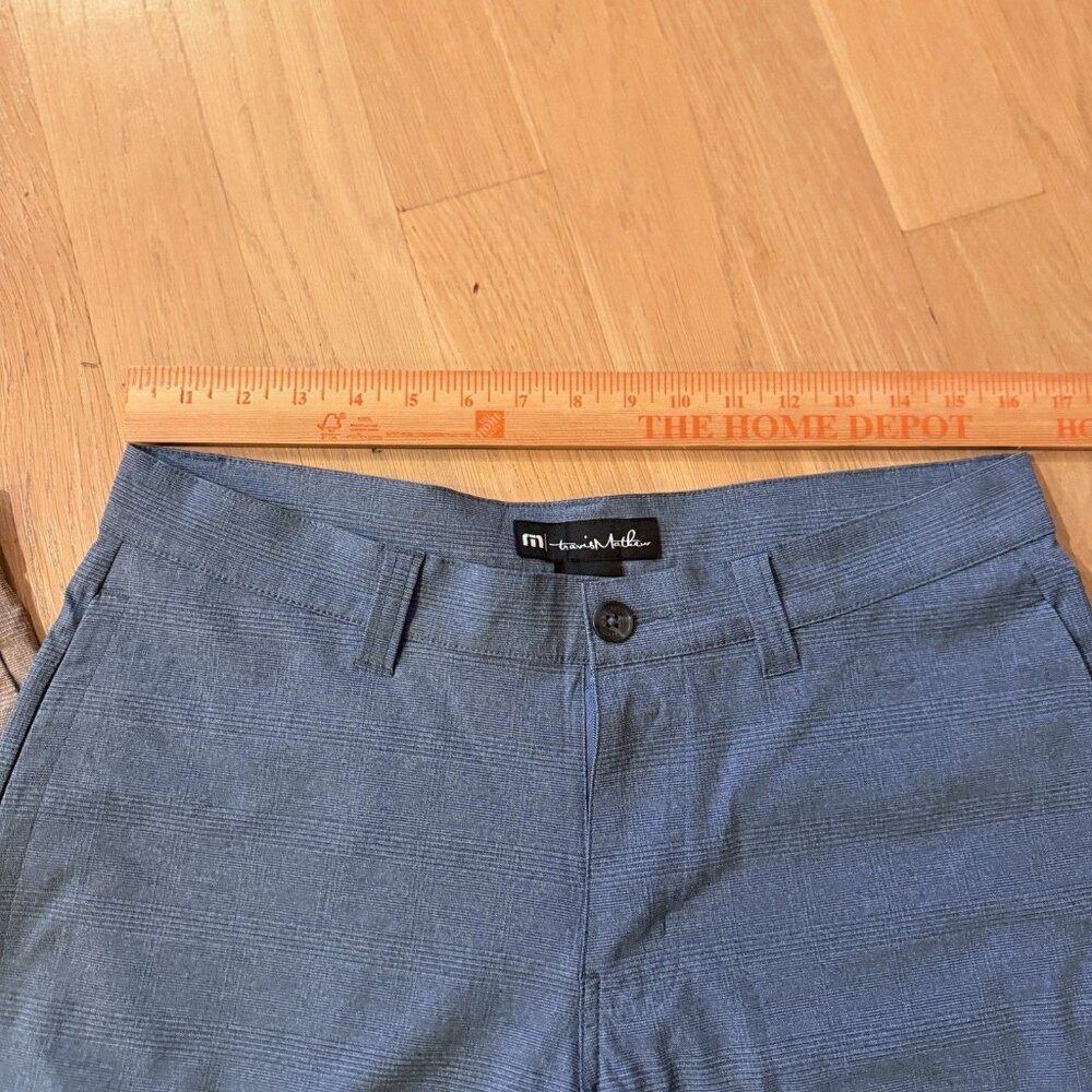 Mens Travis Mathew Grommet Golf Shorts 32 Khaki Aegean Blue Plaid Lot of 2 EUC! - Picture 10 of 10